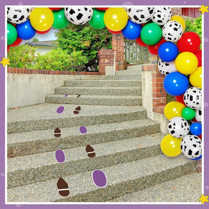 YooNotee 20 Pcs Toy Inspired Party Floor Decals Removable Foot Steps Floor Sticker Toy Theme Decoration for Birthday Halloween Photo Props Supplies - Image 5